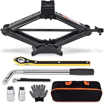 Photo 1 of ****USED**JACK AND HANDLE ONLY**** Car Jack Kit Scissor Jack for Car 2 Ton (4409 lbs) Tire Jack Tool Kit Universal Car Emergency Kit with Lug Wrench Tire Changing Kit for Car SUV MPV