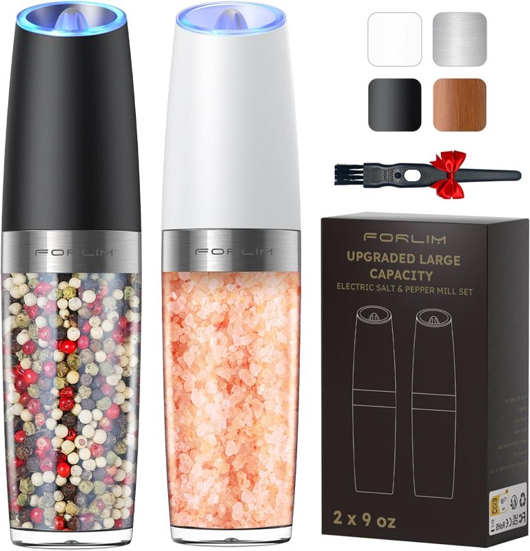 Photo 1 of ****USED** Electric Salt and Pepper Grinder Set, [Upgraded 9 Oz Capacity] Refillable Battery Operated Automatic Salt and Pepper Grinder Shakers Mill, Adjustable Coarseness One Hand Operation