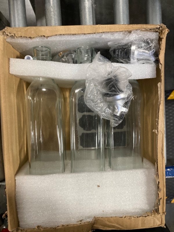 Photo 3 of ****USED**NEED TO BE CLEANED*** YULEER Olive Oil Bottle Dispenser, 6 Pack 17oz / 500ml Glass Oil and Vinegar Dispenser, Oil Bottles for Kitchen with Airtight Nozzle Plug & Pouring Spouts