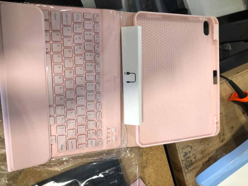 Photo 4 of **CASE ONLY** iPad Air 11-inch M2/ 10.9 Inch Air 5th 4th Generation Case with Keyboard - Backlit Wireless Detachable, Folio Cover with Pencil Holder for iPad Air 11 2024/ Air 5 2022/ Air 4 (Pink)