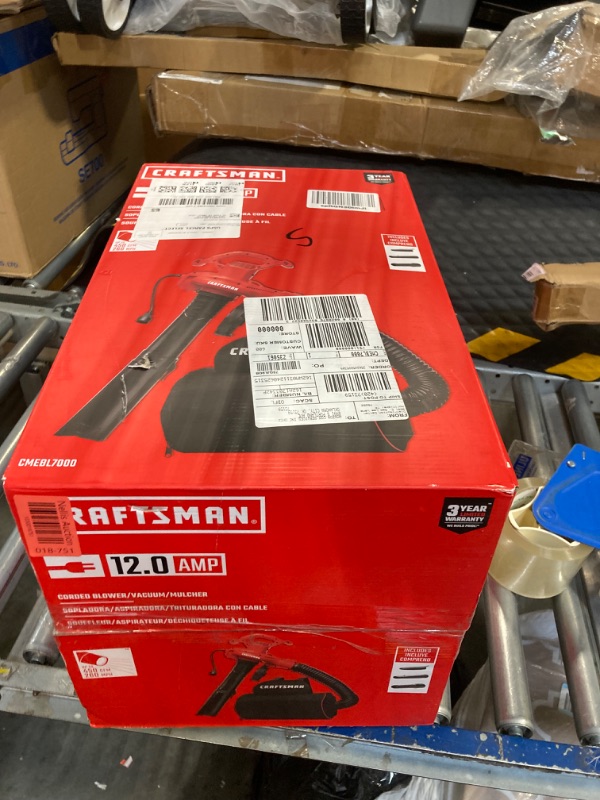 Photo 2 of ***NON FUNCTIONAL//SOLD AS PARTS*** **ALL SALES FINAL** 
CRAFTSMAN 3-in-1 Leaf Blower, Leaf Vacuum and Mulcher, Up to 260 MPH, 12 Amp, Corded Electric (CMEBL7000)