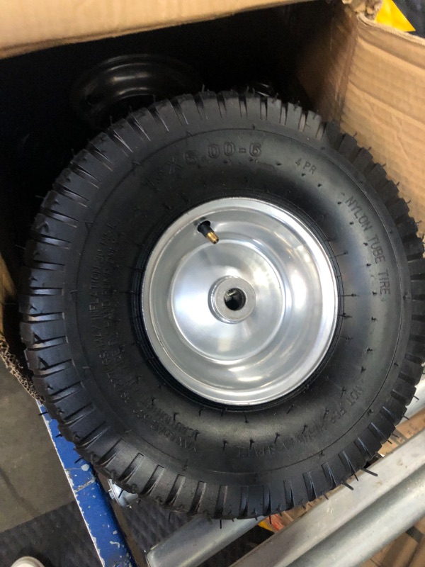 Photo 3 of (2 Pack) 15 x 6.00-6 Tire and Wheel Set - for Lawn Tractors with 3” Centered Hub and 3/4" Sintered iron bushin  ONE  TIRE     SLASSH