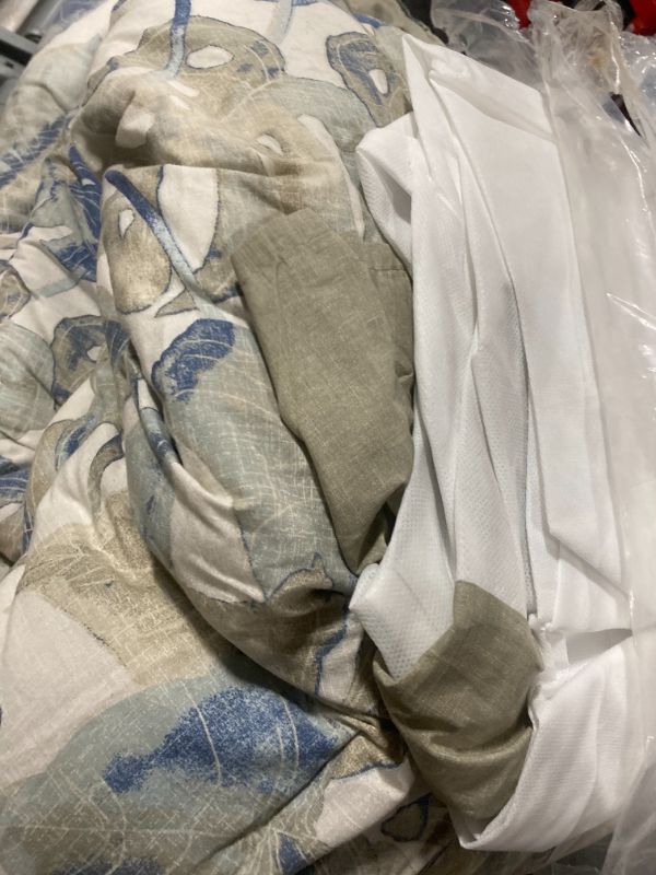 Photo 3 of ***USED**MISSING SHAME** Tommy Bahama - King Comforter Set, Cotton Reversible Bedding with Matching Bedskirt, All Season Home Decor (Raw Coast Blue, King) Raw Coast Medium Blue King Botanical Print