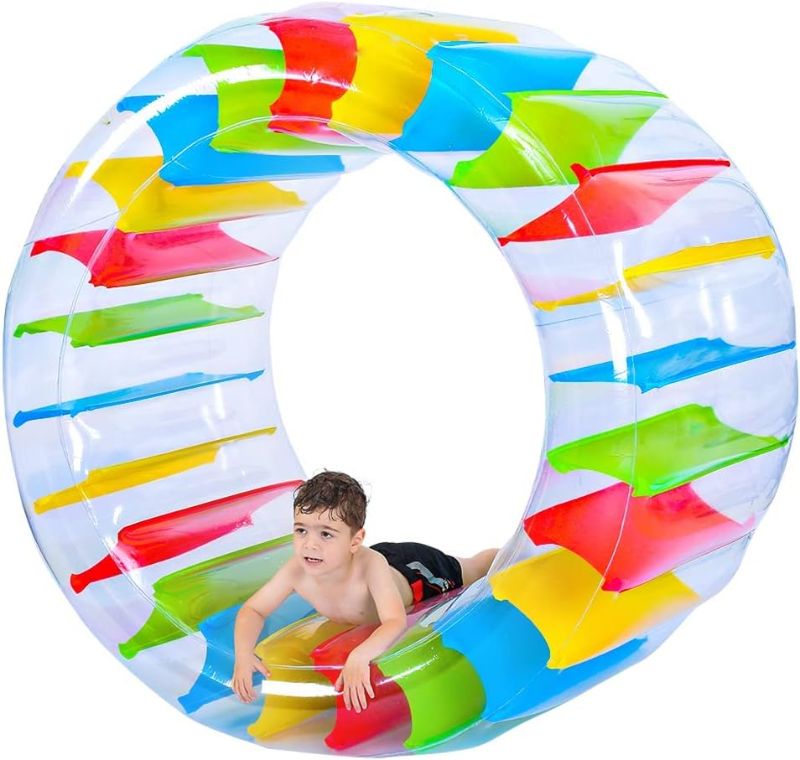 Photo 1 of 65" Diameter Kids Colorful Inflatable Wheel Roller Pool Float for Pool Lake Water Toy
