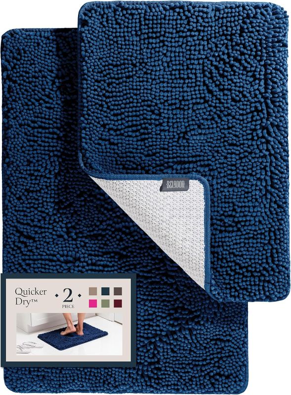 Photo 1 of ****USED***SET 1 PIECED*** BELADOR Bathroom Rugs Sets 1 Piece- Plush Bath Mat Set Quick-Dry Soft Chenille Bathroom Mat with Rubber Backing, Absorbent Bathroom Rug Set, Washable Bath Rugs for Bathroom- Bath Mats 24x17 