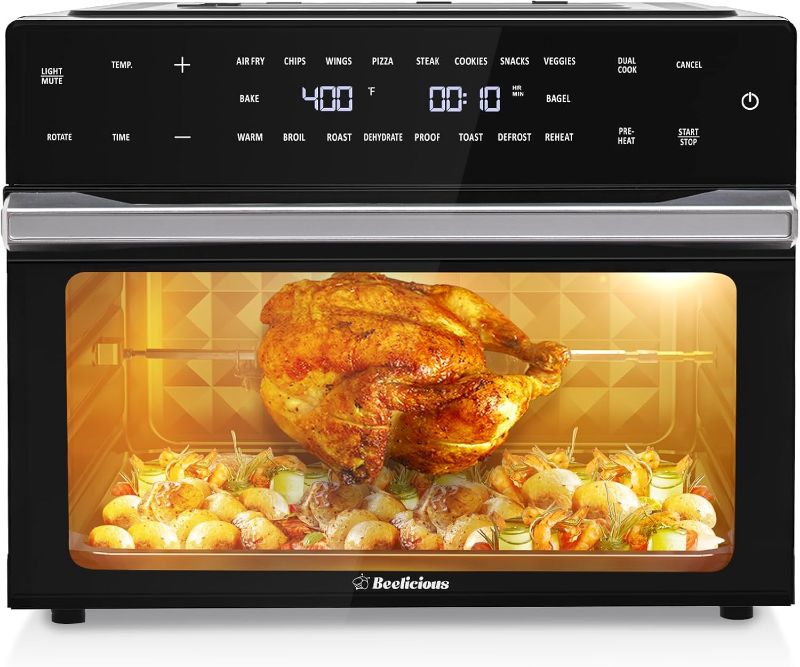 Photo 1 of 32QT Extra Large Air Fryer, 19-In-1 Air Fryer Toaster Oven Combo with Rotisserie and Dehydrator, Digital Convection Oven Countertop Airfryer Fit 13" Pizza, 6 Accessories, 1800w (Black)
