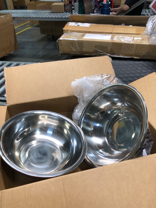 Photo 1 of 2 Pieces Stainless Steel Mixing Bowl Oversized All Purpose Steel Bowl Metal Bowl for Christmas Serving Baking Marinating Cooking (26 Quarts)
