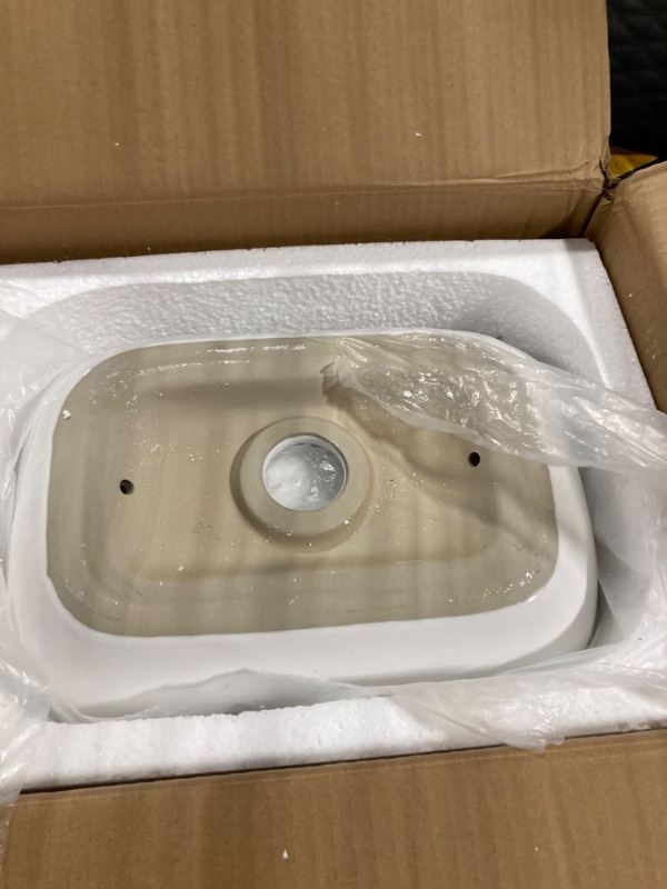 Photo 3 of 14.5'' x 10'' Bathroom Small Vessel Sink Above Counter White Porcelain Ceramic Sink Bowl Small Vanity Sink Lavatory Wash Basin 14.5x10x4.5inch White