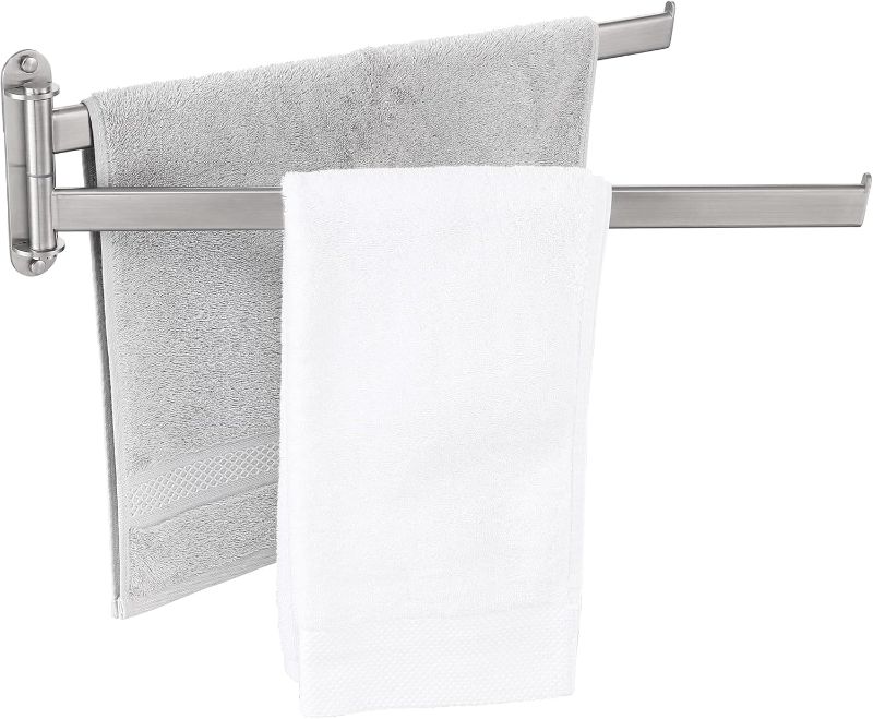 Photo 1 of ****USED** KES 19.5-Inch Bathroom Towel Rack, Swivel Towel Rack 2-Arm, Swing Out Double Towel Bar Wall Mounted, SUS304 Stainless Steel Brushed Finish, A2104S2L50-2
