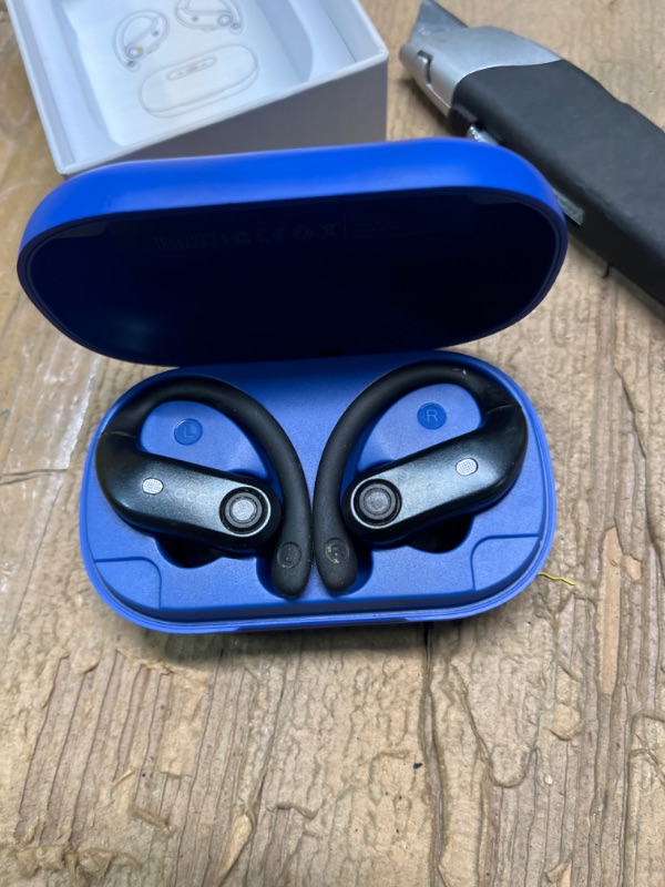 Photo 3 of ***USED**ONLY ONE EAR BUD WORKS*** Wireless Earbuds Bluetooth Headphones 130H Playback 4-Mic HD Call IP7 Waterproof Ear Buds in Ear Sport LED Display Earphones with Earhooks for Running Workout Gym Phone Laptop TV Computer (Blue)