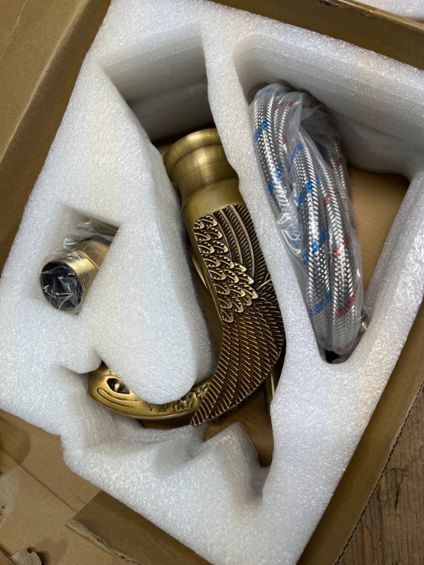 Photo 3 of ****USED** GGStudy Bathroom Faucet Antique Brass Swan Single Handle One Hole Bathroom Vanity Faucet Basin Tap Deck Mount Lavatory Short Antique Brass