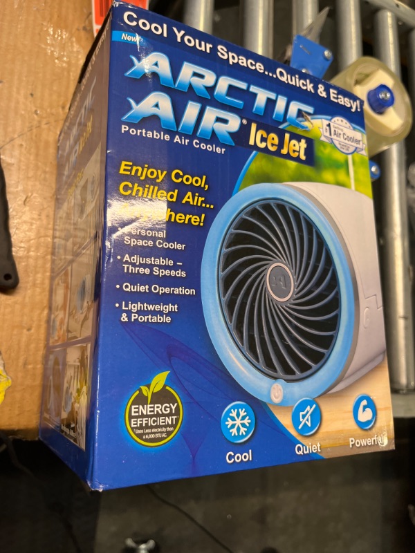 Photo 2 of **USED**
Arctic Air Ice Jet Personal Air Cooler, 3-Speed Room Cooler with Reusable Ice Packs, Portable Cooler with Multi-Directional Vent & 7 LED Lights, Whisper-Quiet Air Cooler for Room