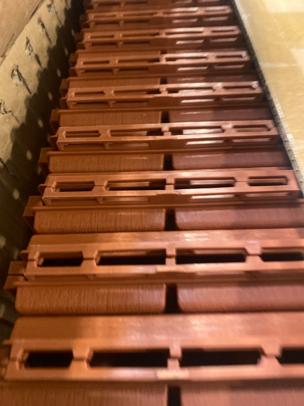 Photo 1 of 9 pcs 12"x12" Plastic Interlocking Deck Tiles Outdoor All Weather Waterproof Flooring Deck Tiles Patio Floor Tile for Pool Balcony Backyard Porch (12 * 12 INCH, Brown, 9) 12'' Square Brown 9