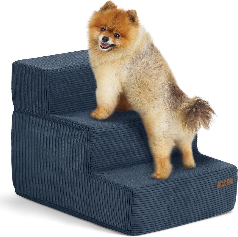 Photo 1 of ***USED***Lesure Dog Stairs for Small Dogs - Pet Stairs for Beds and Couch, Folding Pet Steps with CertiPUR-US Certified Foam for Cat and Doggy, Non-Slip Bottom Dog Steps, Navy Blue, 3 Steps