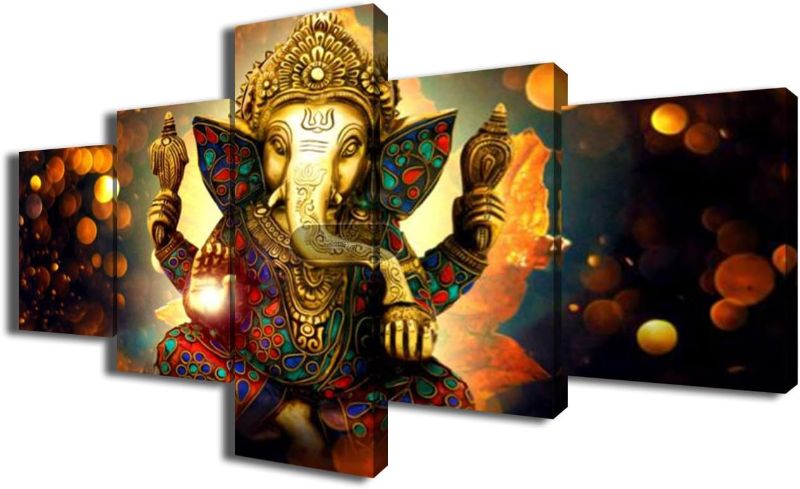 Photo 1 of ****USED** Ganesha Canvas Wall Art for Living Room 5 Piece Paintings Hindu God Pictures Modern Artwork Home Giclee Decor Posters and Prints Wooden Framed Gallery-wrapped Stretched Ready to Hang(50''Wx24''H)