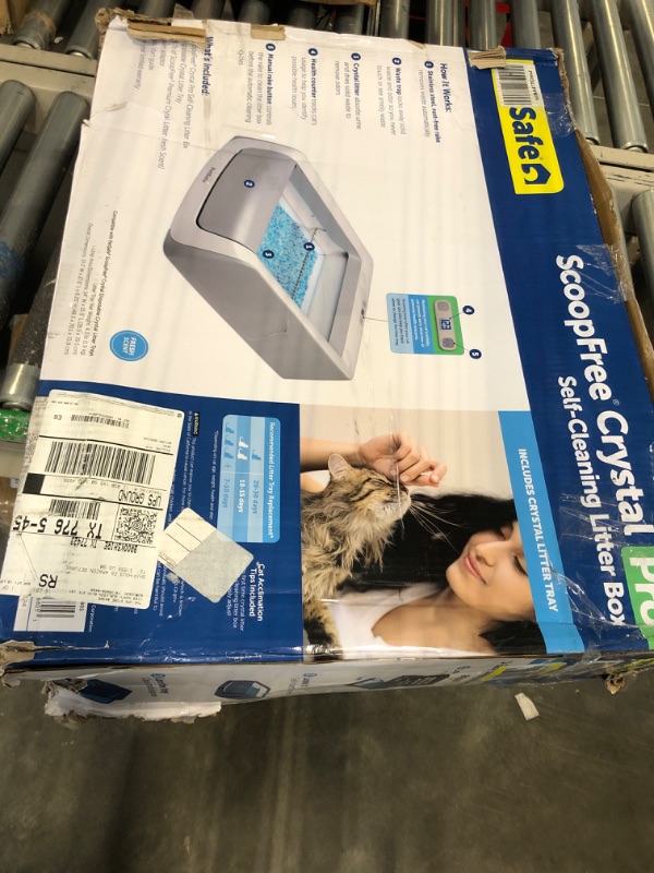 Photo 2 of ****USED**TRAY IS MISSING***BOX IS DAMAGED***  PetSafe ScoopFree Crystal Pro Self-Cleaning Cat Litterbox - Never Scoop Litter Again - Hands-Free Cleanup With Disposable Crystal Tray - Less Tracking, Better Odor Control - Includes Disposable Tray Uncovered