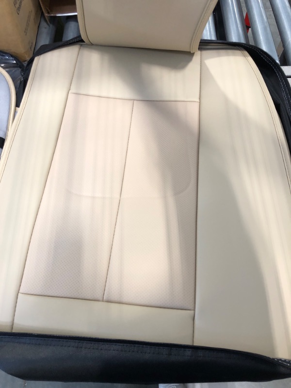 Photo 5 of Coverado Back Seat Covers, Waterproof NAPPA Leather Auto Rear Seat Cushions Protective Car Accessories, 3-Pieces Velcro-Adjusted Universal Fit for Most Sedans SUV Pick-up Truck, Beige 
***TAN INSTEAD OF BLACK- STOCK PHOTO USED FOR EXAMPLE ONLY ***