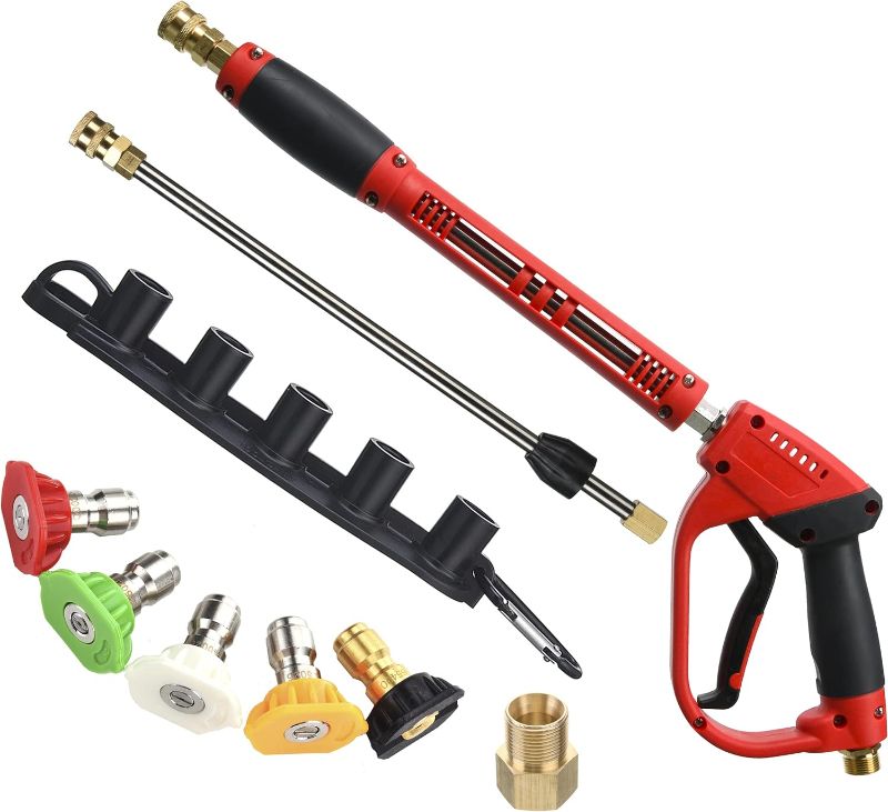 Photo 1 of 
Tool Daily Deluxe Pressure Washer Gun, with Replacement Wand Extension, 5 Nozzle Tips, M22 Fitting, 40 Inch, 5000 PSI