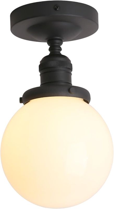 Photo 1 of 
Pathson Modern Flush Mount Ceiling Light Fixture with Milk Globe Glass, Frosted Industrial Ceiling Lighting Lamp for Hallway Kitchen Sink Living Room