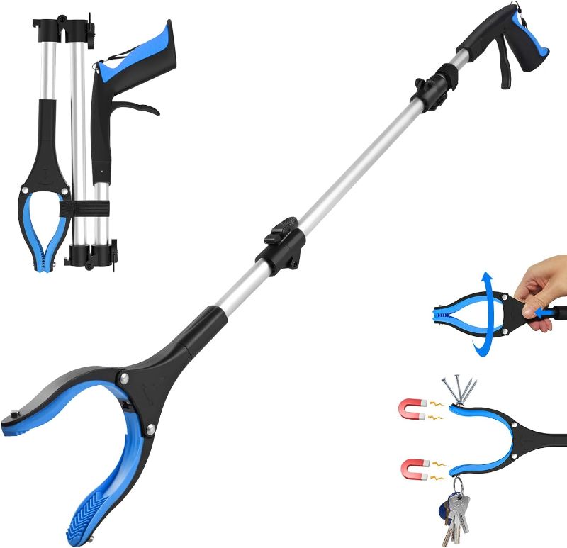 Photo 1 of 36" Foldable Grabber Reacher Tool, Reacher Grabber Pickup Tool with 360° Rotating Jaw & Magnet, Grabbers for Seniors, Lightweight Grabber Tool, Trash Picker Upper Grabber