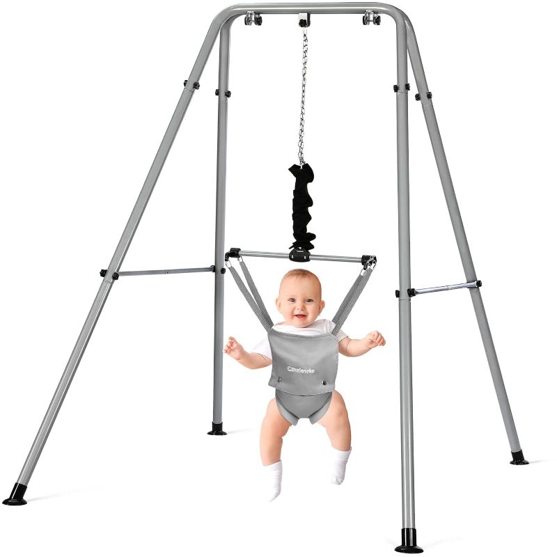 Photo 1 of 
Cowiewie 2 in 1 Baby Jumper, with Strong Support Stand and Baby Walking Harness Function, Fun Activity for 6-24 Months Baby Infant, Gray