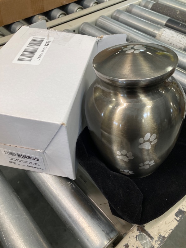 Photo 1 of PCS Memorial Pet Cremation Urns for Dogs and Cats Ashes, Paw Engraved Pet Urn, Dog Keepsake Urns for Ashes-Medium M(46-85lbs) Silver,vertical Paw