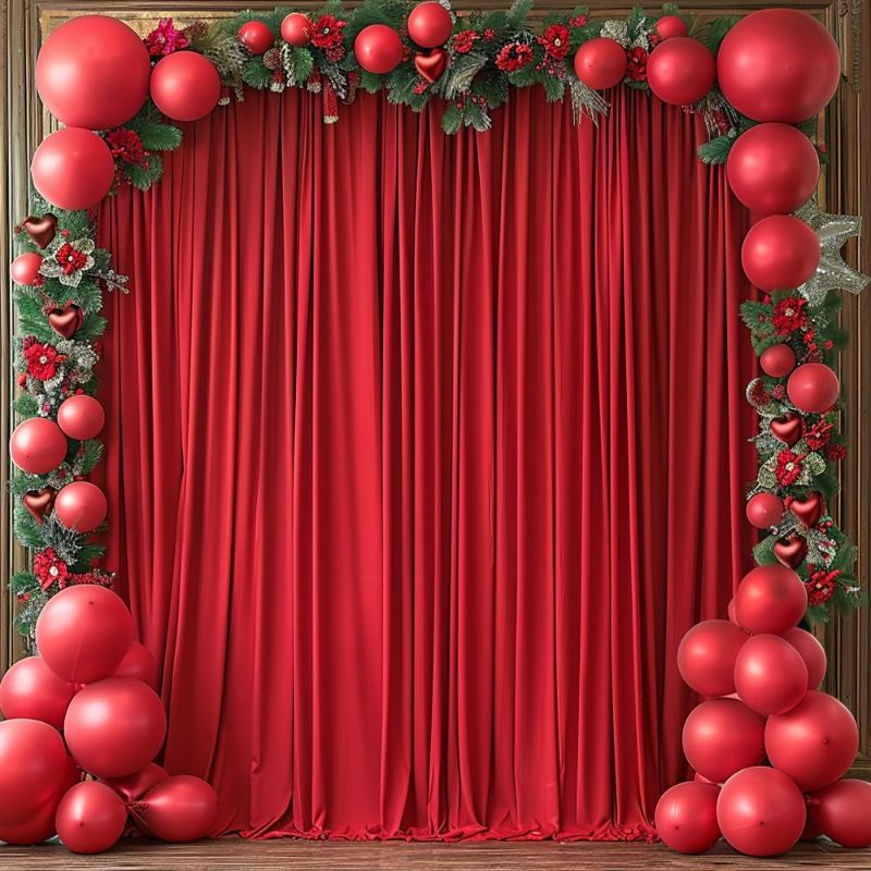 Photo 1 of 10x10ft Wrinkle Free Red Backdrop Curtain for Parties Soft Fabric Drapes Wedding Red Curtain Backdrop for Birthday Party Decorations Background for Photography 5x10ft, 2 Panels