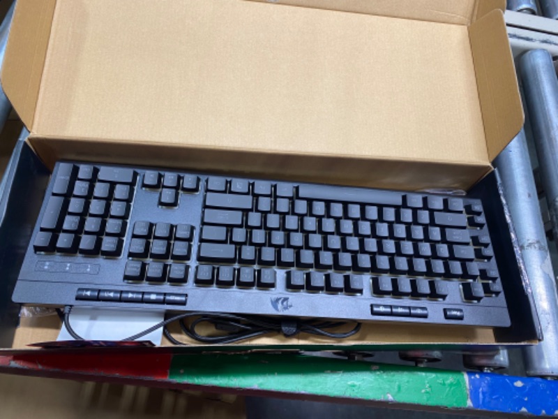 Photo 1 of Redragon K512 Shiva RGB Backlit Membrane Gaming Keyboard with Multimedia Keys, Linear Mechanical-Feel Switch, 6 Extra On-Board Macro Keys, Dedicated Media Control, Detachable Wrist Rest Black