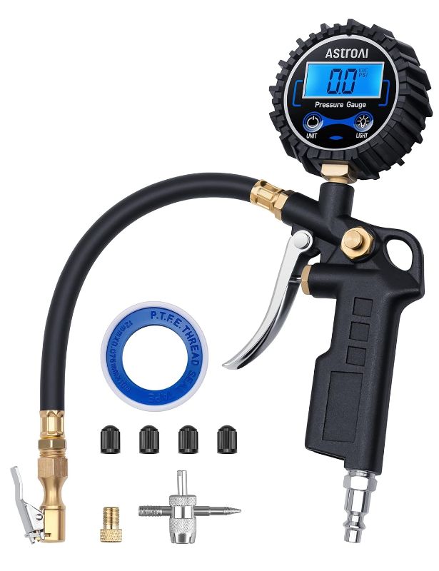 Photo 1 of *** NOT FUNCTIONAL**** SELLING AS PARTS***
 Digital Tire Pressure Gauge with Inflator, 250 PSI Air Chuck & Compressor Accessories Heavy Duty with Quick Connect Coupler, 0.1 Display Resolution, Car Accessories, 1pack
