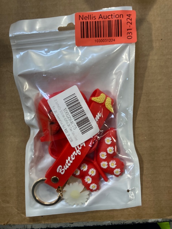 Photo 1 of for Airpod Case, 3D Butterfly Silicone Airpods Case Cute Cover with Keychain Compatible for Apple Airpods 2&1 Charging Case-Red