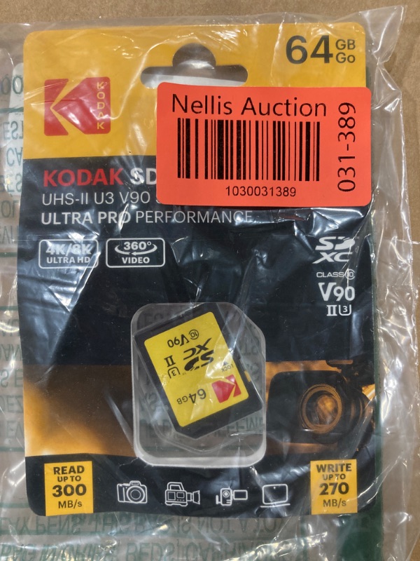 Photo 1 of Kodak 64GB UHS-II U3 V90 Ultra Pro SDXC Memory Card - Up to 300MB/s Read Speed and 270MB/s Write Speed
