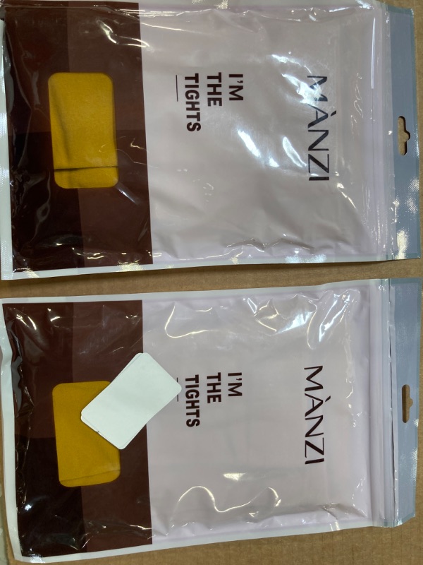 Photo 1 of 2 pack bundle of MANZI Tights for Women Solid Color Pantyhose Colored Semi Opaque Footed Tights Soft Stretch High Waist Stockings 70 Denier Medium-Large Goldenrod