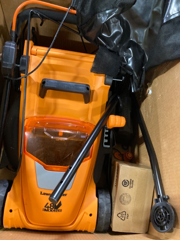 Photo 3 of **FOR PARTS ONLY** LawnMaster CLMF4815E 48V MAX* 15-inch Brushless Cordless Mower with 2X24V MAX* 4.0Ah Battery and a Dual Charger Orange