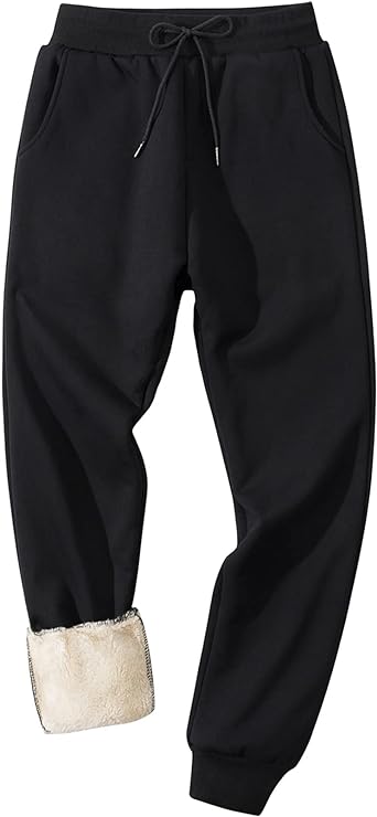 Photo 1 of Flygo Men's Fleece Lined Sherpa Sweatpants Winter Warm Pants Jogger Lounge Athletic Pant with Pockets
