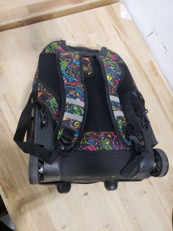 Photo 3 of *heavily used, but still functional*
JWORLD luggage backpack limited edition print pattern
medium zipper portion coming loose threads
*be advised - AS IS NO RETURNS - Item works, but is very used - price drop  AB*