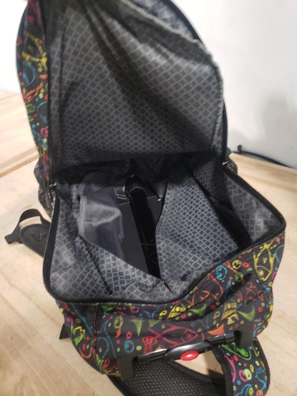 Photo 4 of *heavily used, but still functional*
JWORLD luggage backpack limited edition print pattern
medium zipper portion coming loose threads
*be advised - AS IS NO RETURNS - Item works, but is very used - price drop  AB*