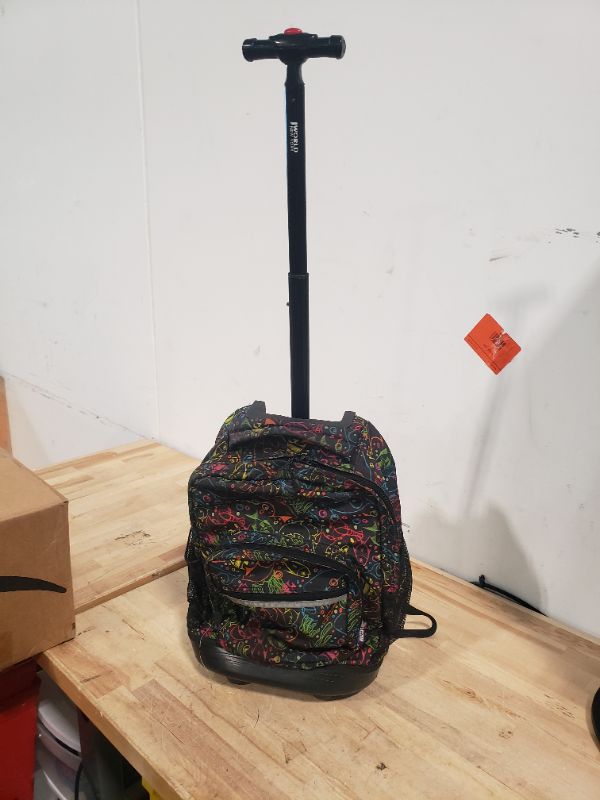 Photo 1 of *heavily used, but still functional*
JWORLD luggage backpack limited edition print pattern
medium zipper portion coming loose threads
*be advised - AS IS NO RETURNS - Item works, but is very used - price drop  AB*