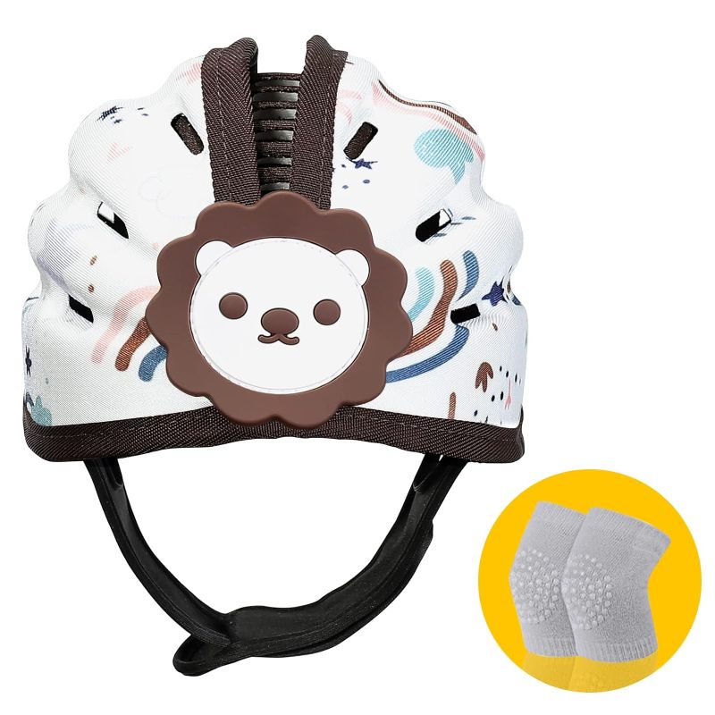 Photo 1 of Baby Safety Helmet, Breathable Baby Head Protector for Crawling and Walking, Infant Soft Helmet, Anti-Collision, Ultra-Lightweight, Expandable and Adjustable Age 6m-24m (Brown Lion)