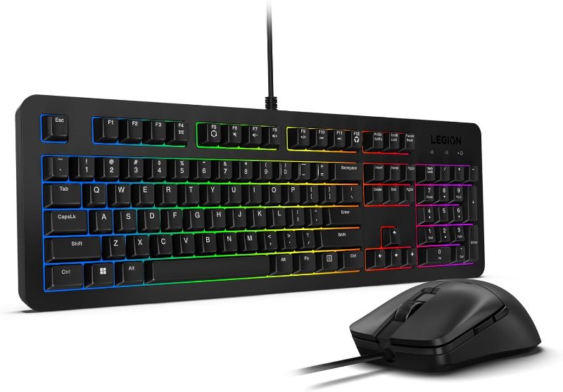 Photo 1 of Lenovo Legion KM310 RGB Wired Gaming Keyboard & Mouse Combo - K310 Keyboard w/Silent Operation & Compact Water-Resistant Design - M300S Mouse with 8000 Adjustable DPI, 220 IPS, 6 Programmable Buttons