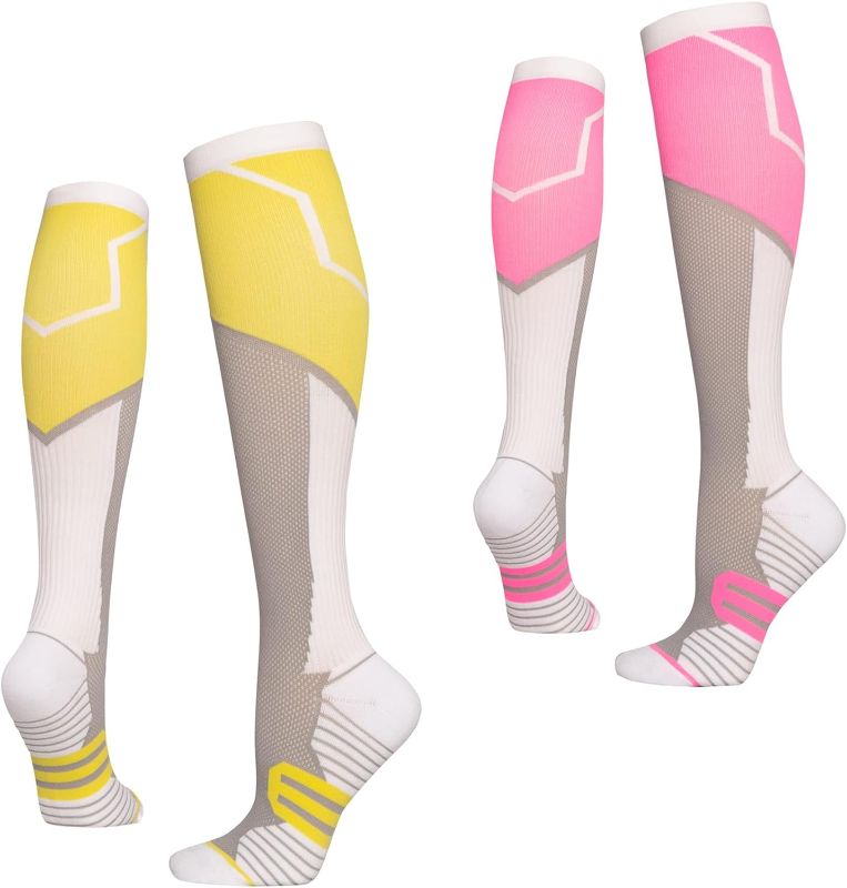 Photo 1 of 2 Pairs Compression Socks 20-30 mmHg for Women & Men, Knee High Compression Socks Best Support for , Nurse ,Medical, Sports L/XL SIZE