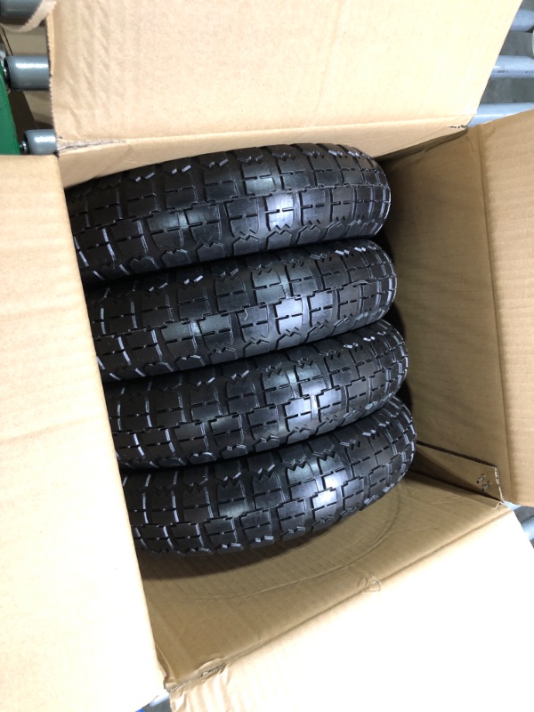 Photo 2 of (4-Pack) 13‘’ Tire for Gorilla Cart - Solid Polyurethane Flat-Free Tire and Wheel Assemblies - 3.15” Wide Tires with 5/8 Axle Borehole and 2.1” Hub 13“ Wheels -4 Pack