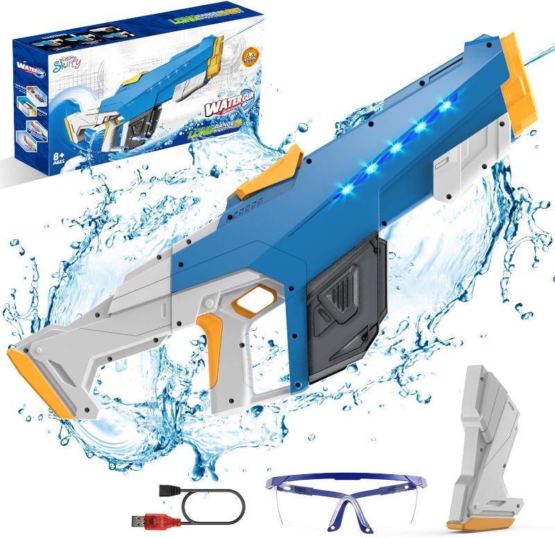 Photo 1 of Electric Water Gun for Adult Kids, Outdoor Automatic Water Suction Water Toys Squirt 39 FT Range, Water Guns Summer Beach Pool Lawn Party Games?Blue?***WATER CAN SHOOT OUT, BUT CAN'T TEST LIGHT***