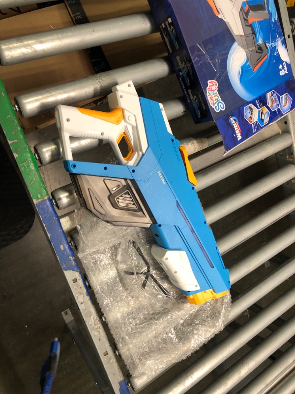 Photo 2 of Electric Water Gun for Adult Kids, Outdoor Automatic Water Suction Water Toys Squirt 39 FT Range, Water Guns Summer Beach Pool Lawn Party Games?Blue? ***didn't test for lighting, back battery part in side(found by the other box), water can be shoot out.**