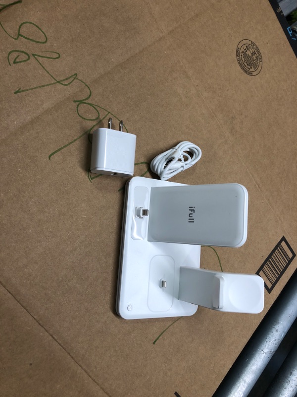 Photo 2 of Charging Station for Apple Products, QI Fast 3 in 1 Charging Stand,Travel Charging Dock for iPhone Series,AirPods 1/2/3/Pro,Wireless Charger for iWatch Series