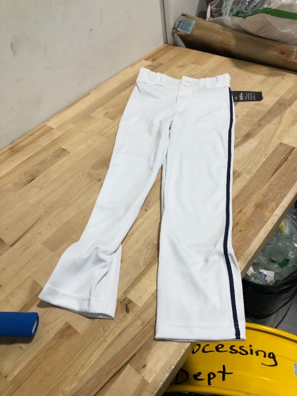 Photo 3 of CHAMPRO Youth Triple Crown Open Bottom Piped Baseball Pants YOUTH SMALL White, Navy Pipe