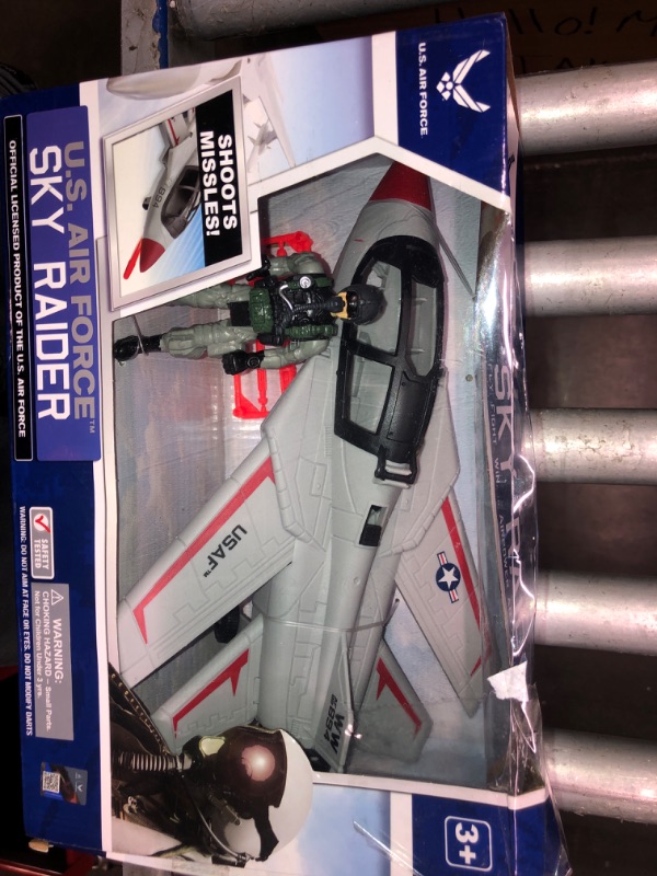 Photo 1 of United States Air Force Sky Raider Fighter Jet Toy Airplane with Pilot & Missile - Realistic Military Aircraft & Soldier Action Figure - Bomber Plane Model for Kids 3+
