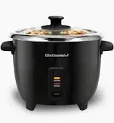 Photo 1 of Elite Gourmet ERC006SS 6-Cup Electric Rice Cooker with 304 Surgical Grade Stainless Steel Inner Pot, Makes Soups, Stews, Porridges, Grains and Cereals, 6 cup (3 cups uncooked), Black
