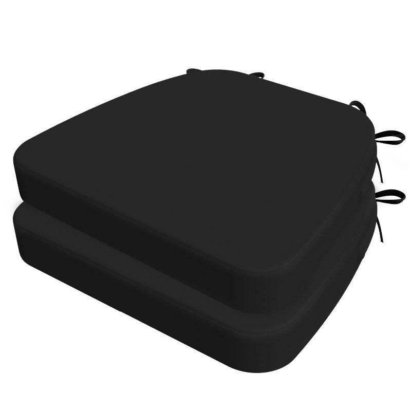 Photo 1 of AAAAACESSORIES D-SHAPED CHAIR CUSHIONS FOR DINING CHAIRS WITH TIES AND REMOVABLE COVER, 2" THICK DINING KITCHEN CHAIR PADS, INDOOR DINING ROOM CHAIR CUSHIONS, 17" X 16", SET OF 2, BLACK 2 COUNT(PACK OF 1) BLACK
