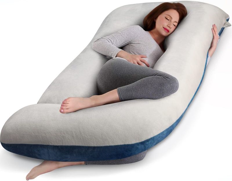 Photo 1 of CAUZYART PREGNANCY MATERNITY PILLOWS FOR SLEEPING 55 INCHES U-SHAPE FULL BODY PILLOW SUPPORT - FOR BACK, HIPS, LEGS, BELLY FOR PREGNANT WOMEN WITH REMOVABLE WASHABLE VELVET COVER
