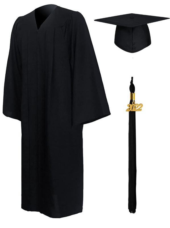 Photo 1 of GRADUATIONMALL MATTE GRADUATION GOWN CAP TASSEL SET 2022 FOR HIGH SCHOOL AND BACHELOR 54 BLACK
